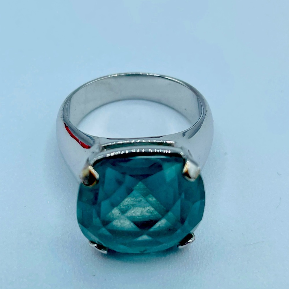 Swarovski blue crystals silver ring